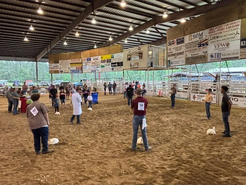 Wide view of the Sabine County Expo Center grounds during the show, showing the scale of the space available to rent